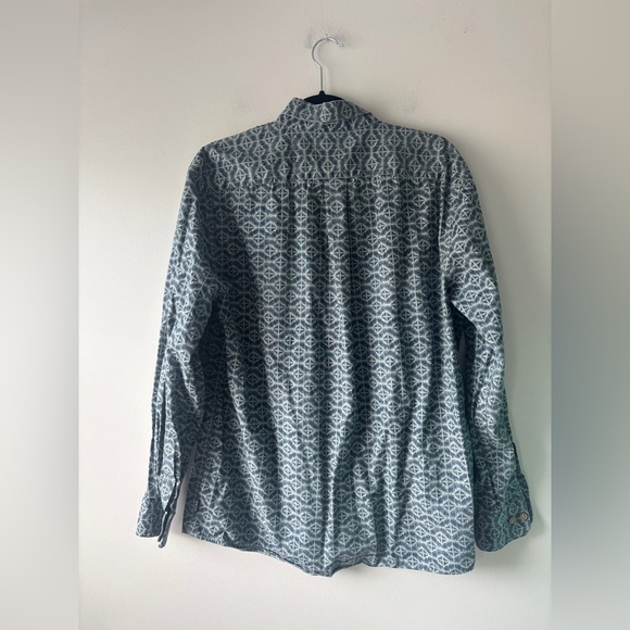 ROWM Men’s Blue Button Up Long Sleeve Collared Shirt Geo Print Size Large - Picture 5 of 8
